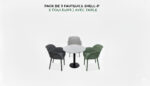 PACK 3 FAUTEUILS SHELL-P + TABLE